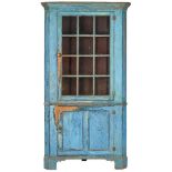 Southern/Mid-Atlantic Blue Painted Corner Cupboard