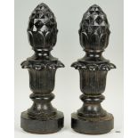 Pair Cast Iron Pineapple Garden Finials