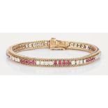 14K Ruby & Diamond Line Bracelet