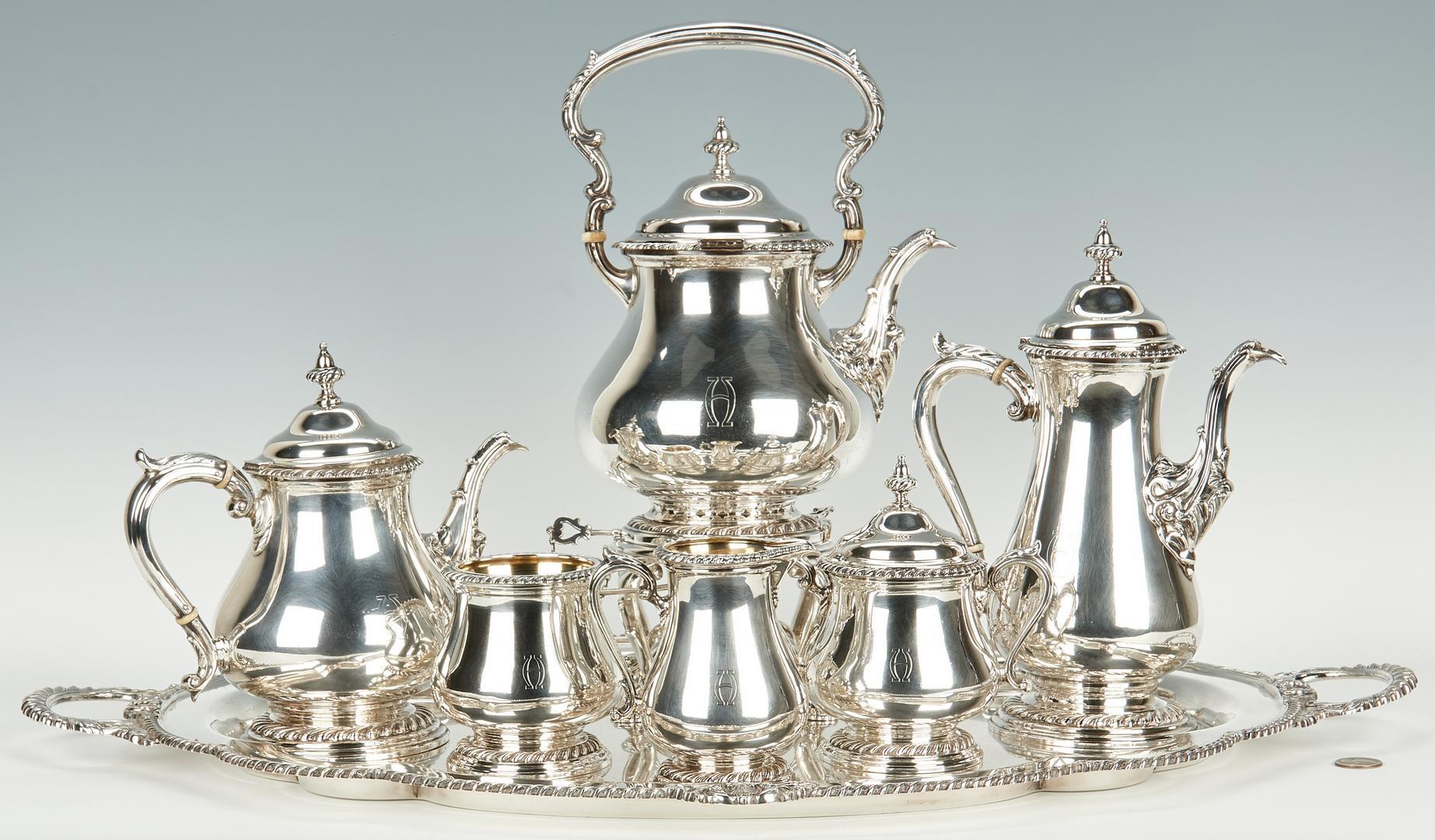 Shreve & Co. Sterling Tea Set w/ Tray, 7 pcs