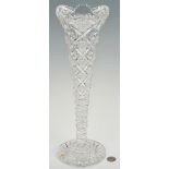 Tall Cut Glass Trumpet Vase att. Hawkes