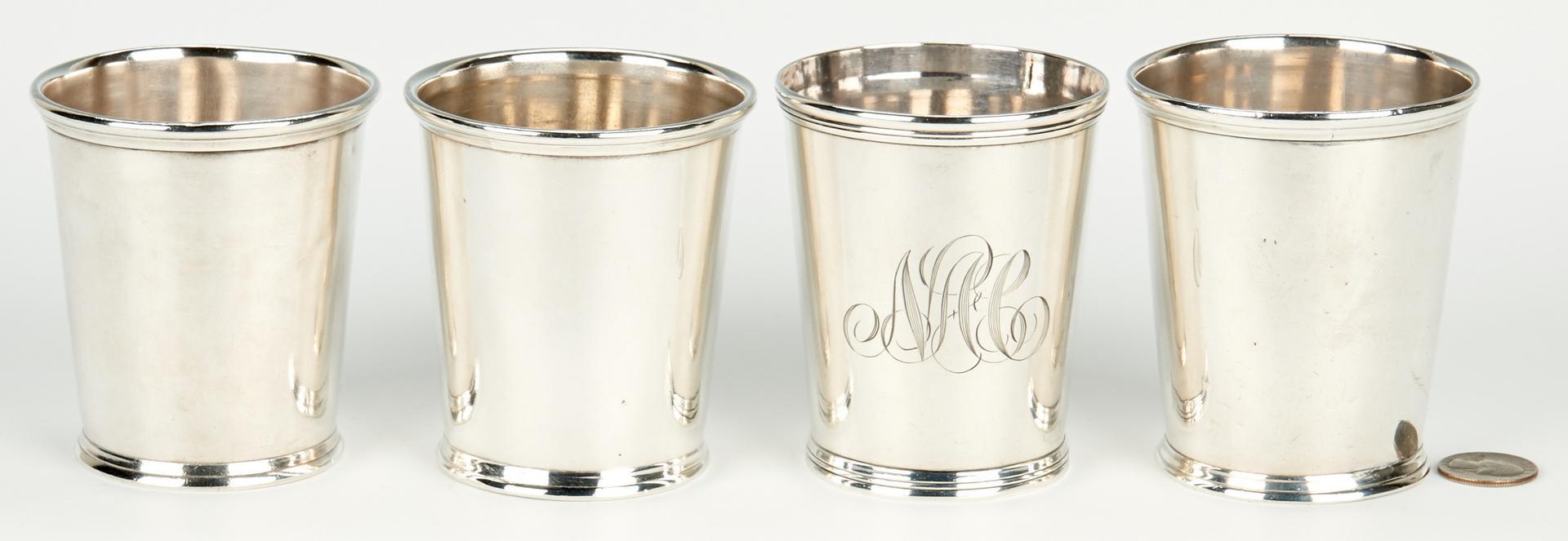 4 Kentucky Akin Retailed Coin Silver Julep Cups