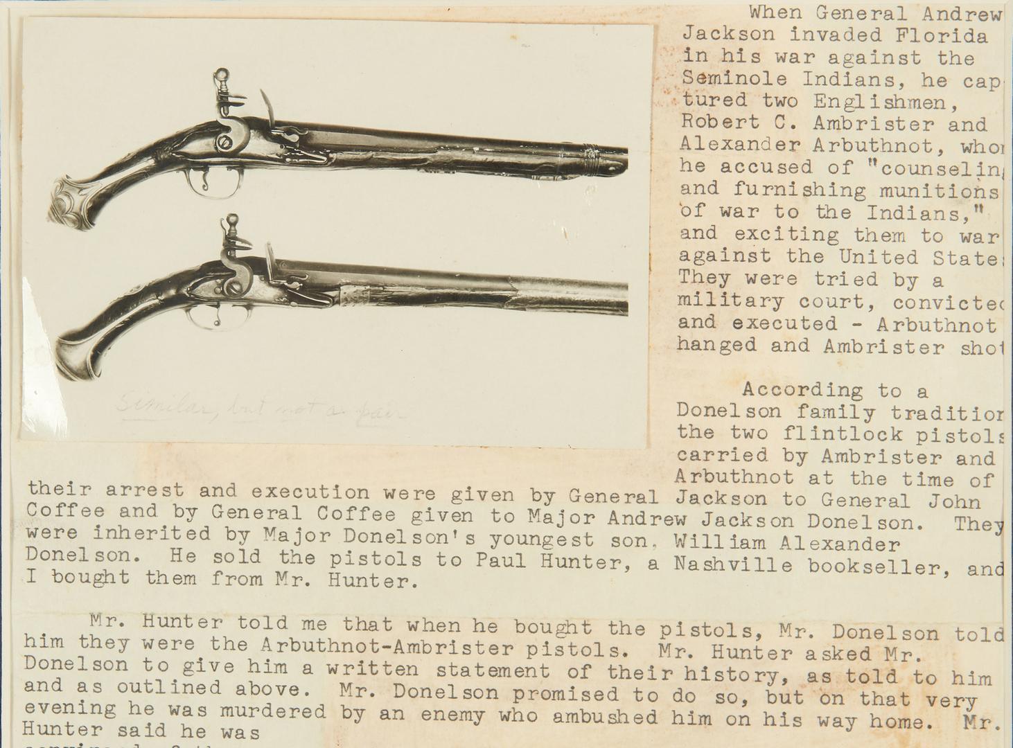 2 Flintlock Pistols, Gen. Jackson, Ambrister and Arbuthnot history - Image 6 of 59