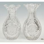 2 Cut glass "Bowling Pin" style vases