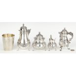 Continental Silver Demitasse Set and Beaker, 5 pcs.