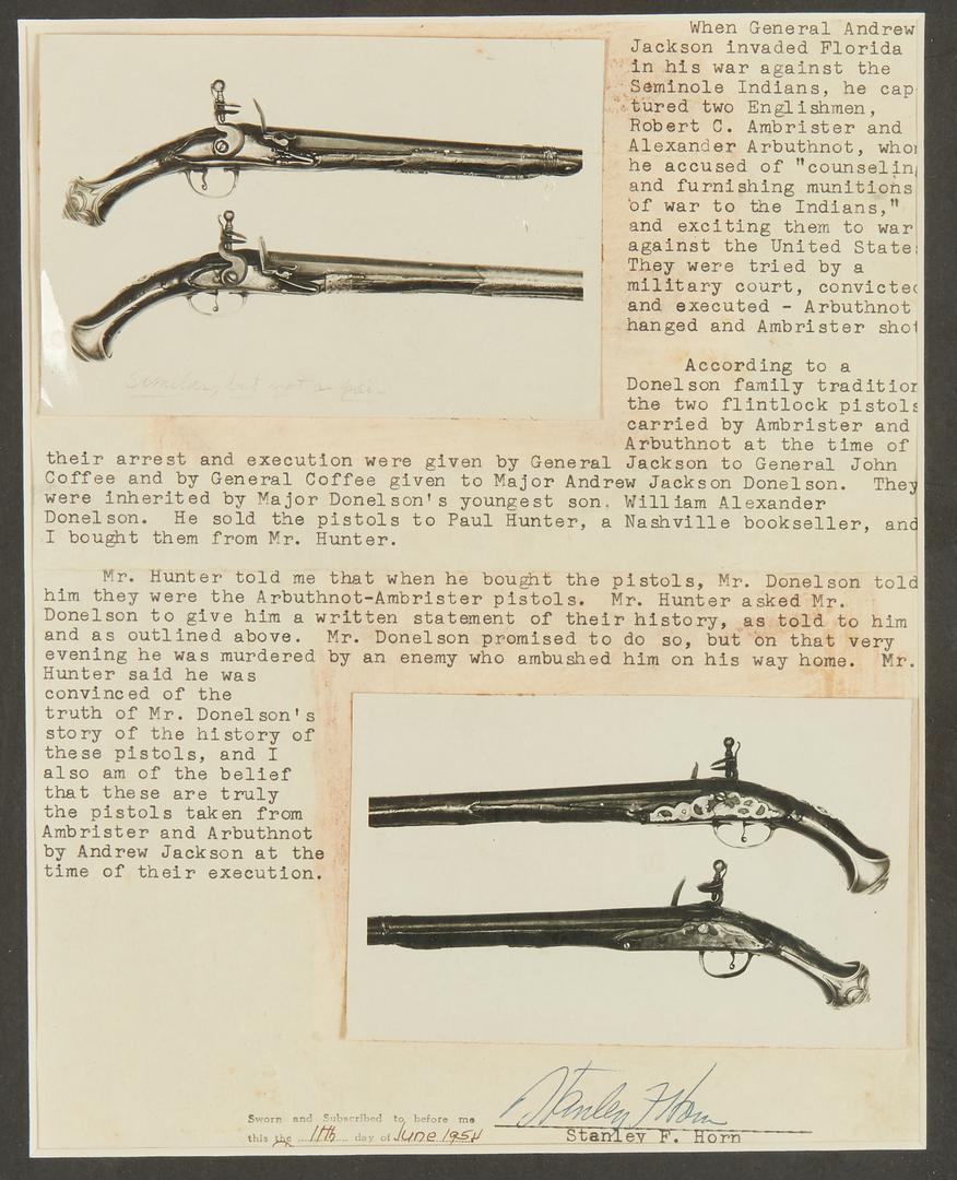 2 Flintlock Pistols, Gen. Jackson, Ambrister and Arbuthnot history - Image 3 of 59