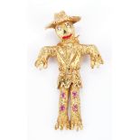 Ladies 18K Gold, Diamond, & Sapphire Scarecrow Pin