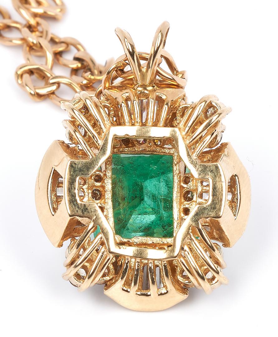 Ladies 11K Emerald, Gold, & Diamond Pendant & Necklace - Image 6 of 6