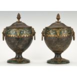 Pair Regency Tole Chestnut Urns