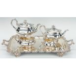 4 Pc. English Sterling Tea Service + Old Sheffield Tray