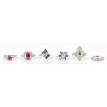 6 Ladies Gold, Diamond, and Gemstone Rings