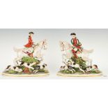 2 Capodimonte Hunt Scene Figurals