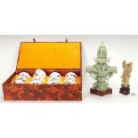 14 Asian Decorative Items, incl. Porcelain Month Wine Cups