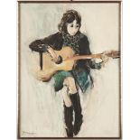 Norman Perryman Painting O/C, Girl With Guitar