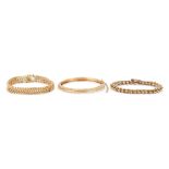 3 Ladies Gold Bracelets, 14K and 18K