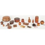 19 Assorted Items: Treenware, Spice Boxes & Snuff Boxes plus 1 other