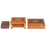 3 Boxes with Inlaid Tops, incl. Lap Desk