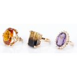 3 Ladies Gold and Gemstone Rings