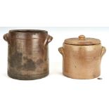 2 NC Stoneware Pottery Jars, Craven & Crisco