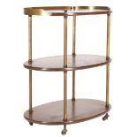 Three tiered wood and brass bar cart
