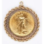 1924 20 Dollar Saint Gaudens Gold Piece in 14K Bezel