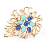 18K Gold & Gemstone Brooch