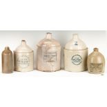 5 Stoneware Liquor Advertising Jugs, KY & OH