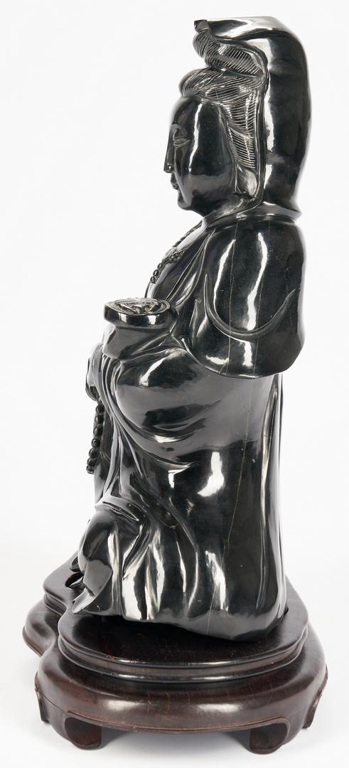 Monumental Black Jade or Hardstone Guanyin, 21" H - Image 8 of 14