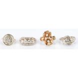 4 Ladies Gold and Diamond Rings