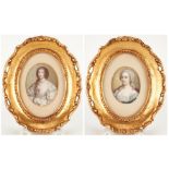 2 Portrait Miniatures: Empress Marie Therese, Queen Henrietta