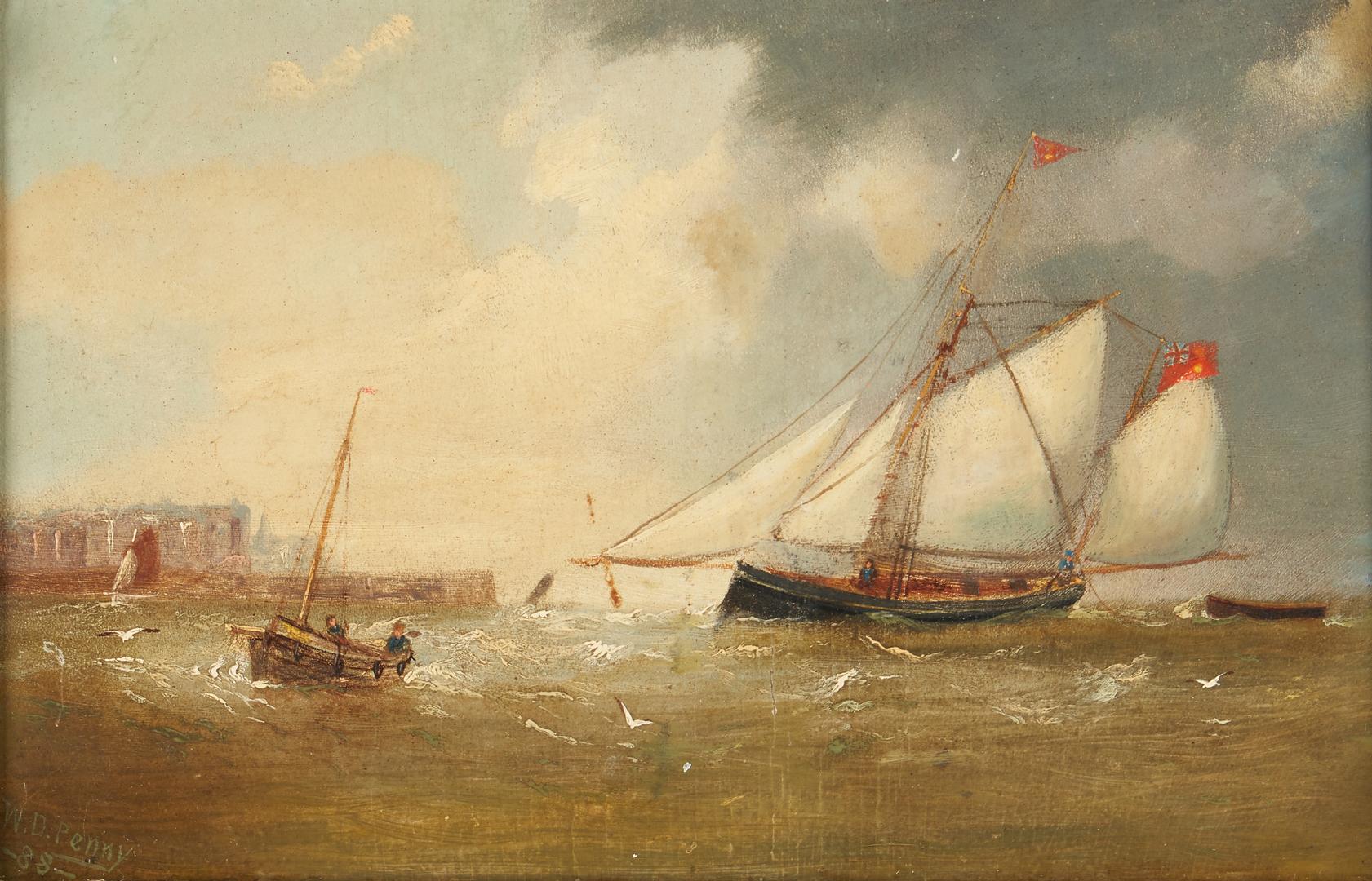 Pair William D. Penny Maritime Oil Paintings - Image 4 of 13