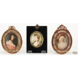 3 Miniature Portraits, incl. Lady Blount