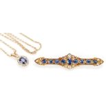 Ladies 14K Sapphire and Diamond Necklace and Pin