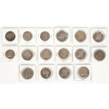 16 US Capped Bust Silver Half Dollars, 1808-1839