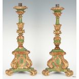 Pair of Carved Baroque Style Candlesticks