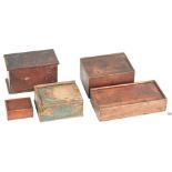 5 Wooden Storage Boxes, incl. Painted Candle Box