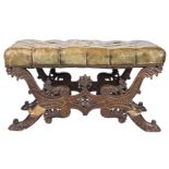 Baroque Style Tufted Leather Bench