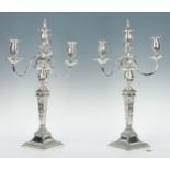 Pair English Sterling Candelabra, J & H Savory