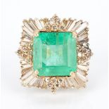Ladies Square Cut Emerald & Diamond Ring