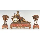 3 Pc. French Figural Clock Garniture Set