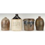 4 Virginia Stoneware Pottery Items, incl. Whiskey