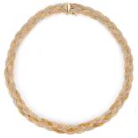 Ladies 14K Tri-Gold Braided Necklace