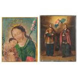 2 Religious Icons, incl. Mexican Retablo & Russian Altar Panel