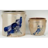 2 New York Cobalt Decorated Pottery Items