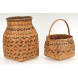 Pair Native American Cherokee Rivercane Baskets