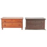 2 Southern Cherry and Walnut Two-Drawer Storage Cabinets