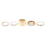 5 Ladies Gold and Diamond Rings