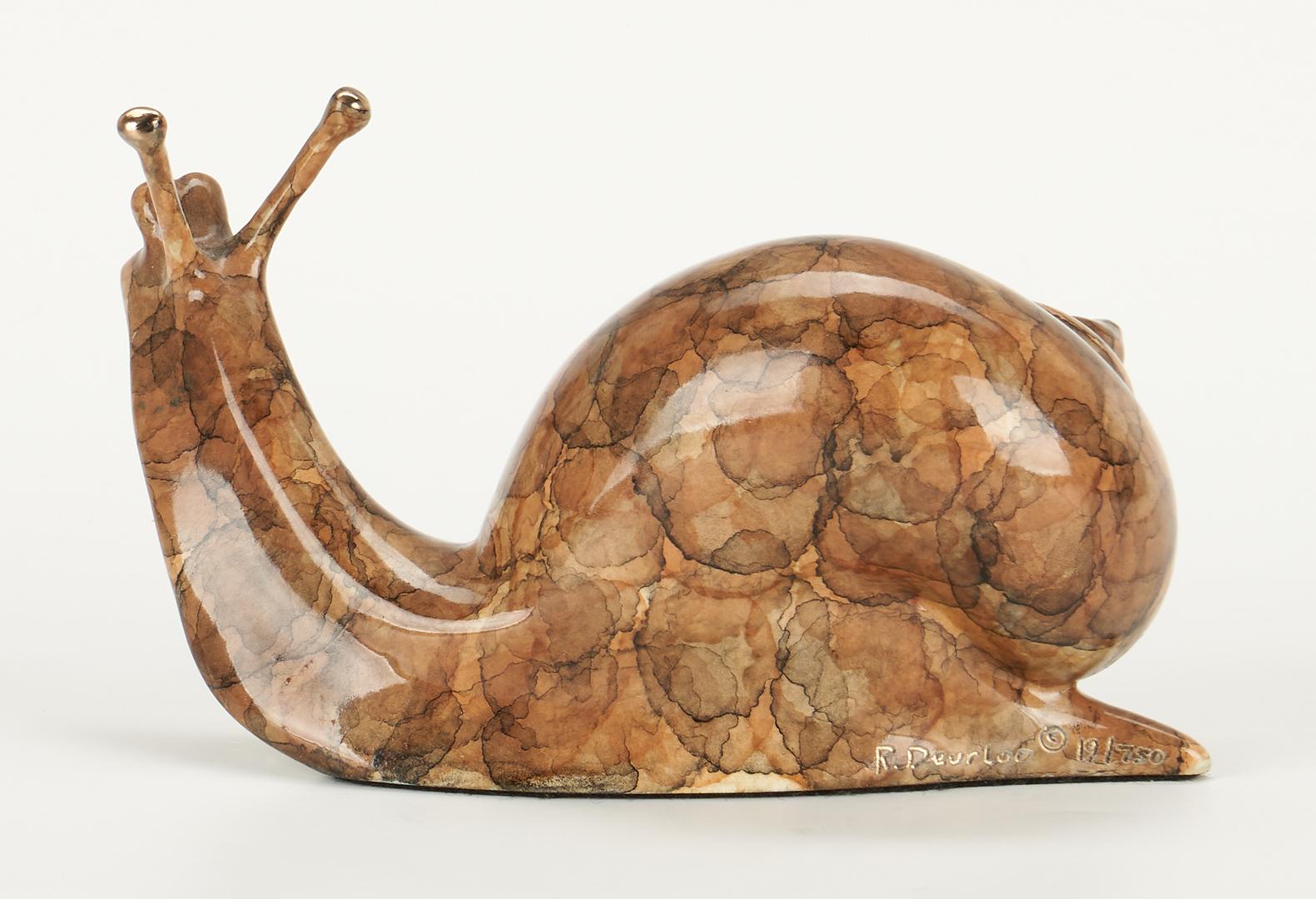 2 Robert Deurloo Bronze Sculptures, Bison and Snail - Image 11 of 16