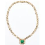 Ladies 4K Emerald, Gold, & Diamond Necklace