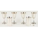 4 Sterling Silver Goblets and 2 tall beakers